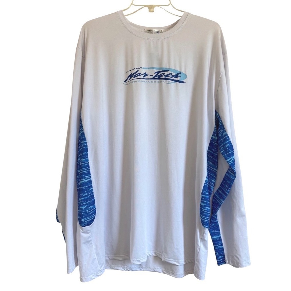 Fishware Outfitters Nor-Tech Boats Performance Shirt Mens XXL White Long Sleeve